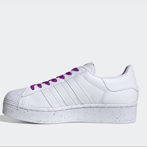 Adidas White Platform Superstar Sneaker, Size 9 - Picture 2 of 6